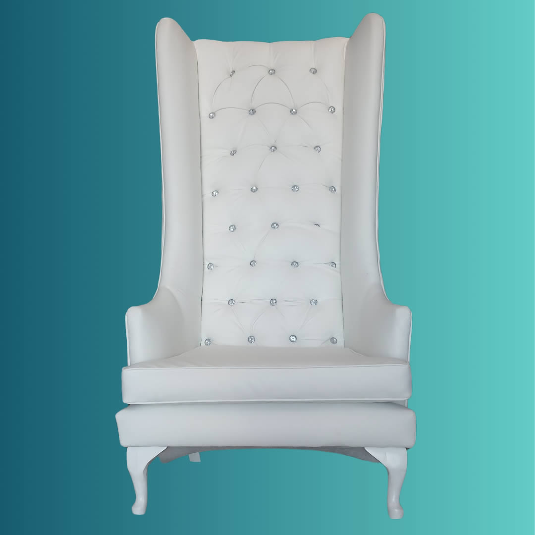 Luxurious White High-Back Chair